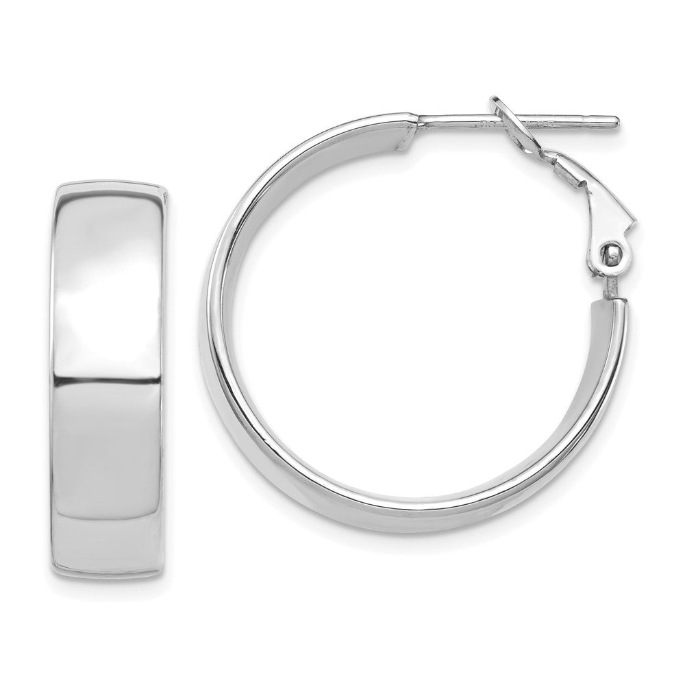 14k White Gold 24.5 mm Omega Back Hoop Earrings (4.03 grams)