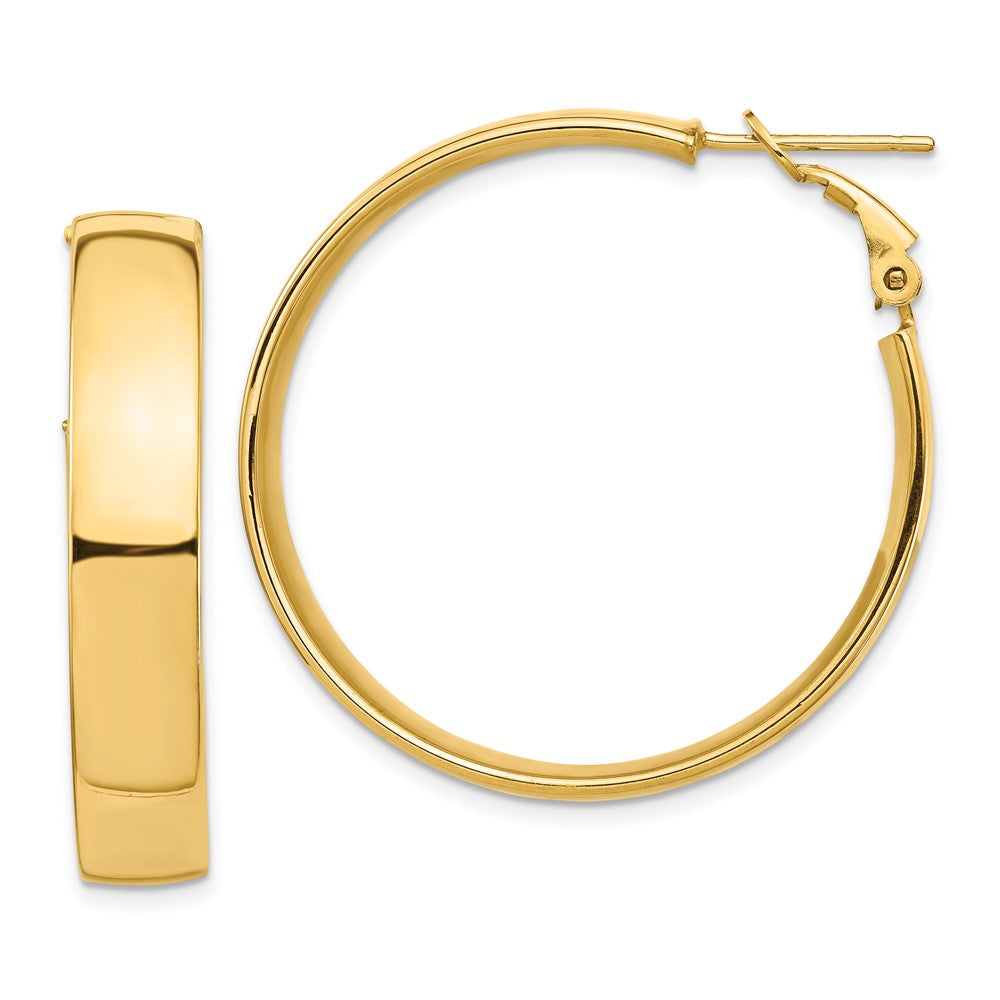 14k Yellow Gold 35.18 mm Omega Back Hoop Earrings (5.79 grams)
