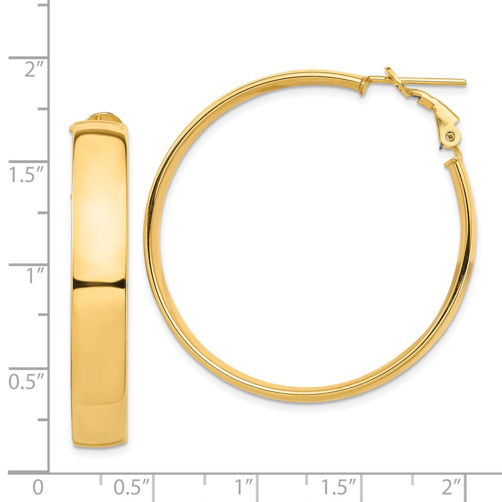 14k Yellow Gold 42 mm Omega Back Hoop Earrings (6.38 grams)
