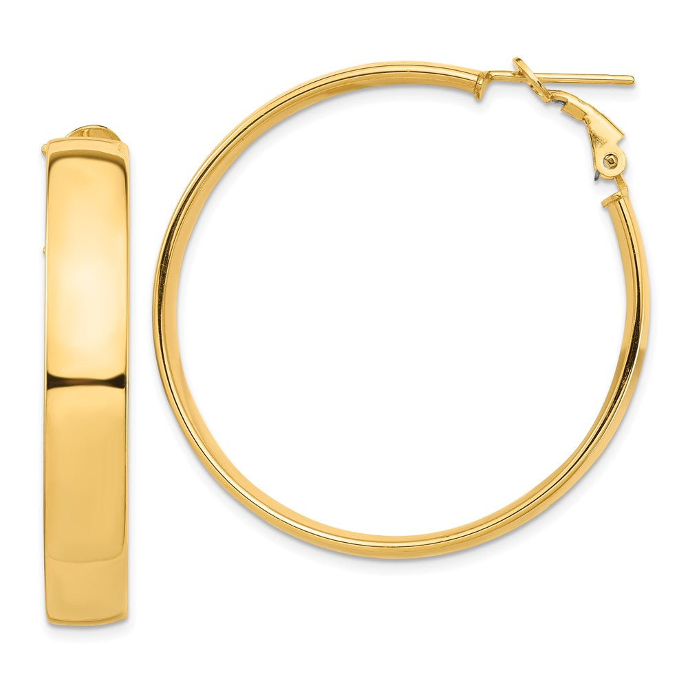 14k Yellow Gold 42 mm Omega Back Hoop Earrings (6.38 grams)