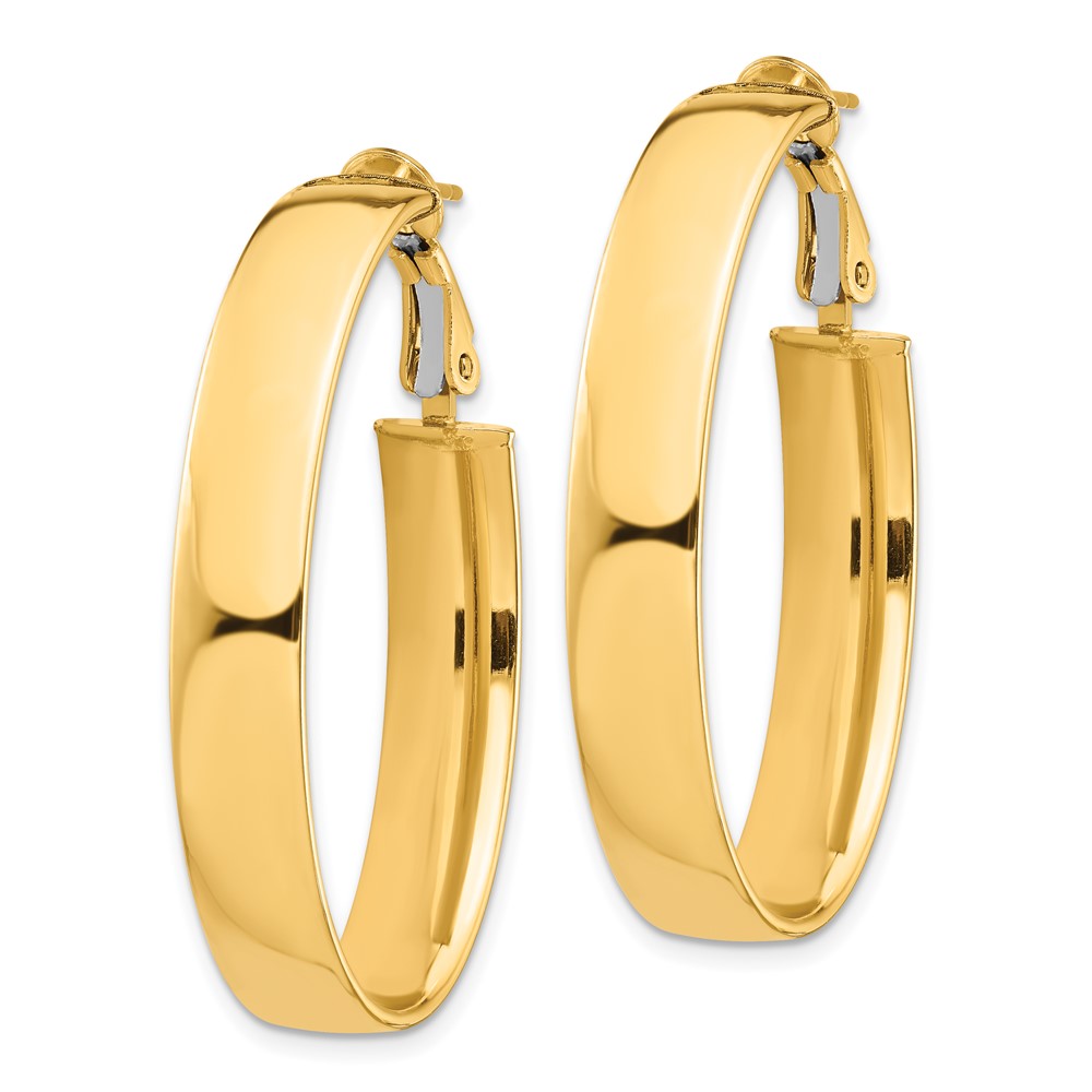 14k Yellow Gold 24.12 mm Omega Back Oval Hoop Earrings (5.34 grams)