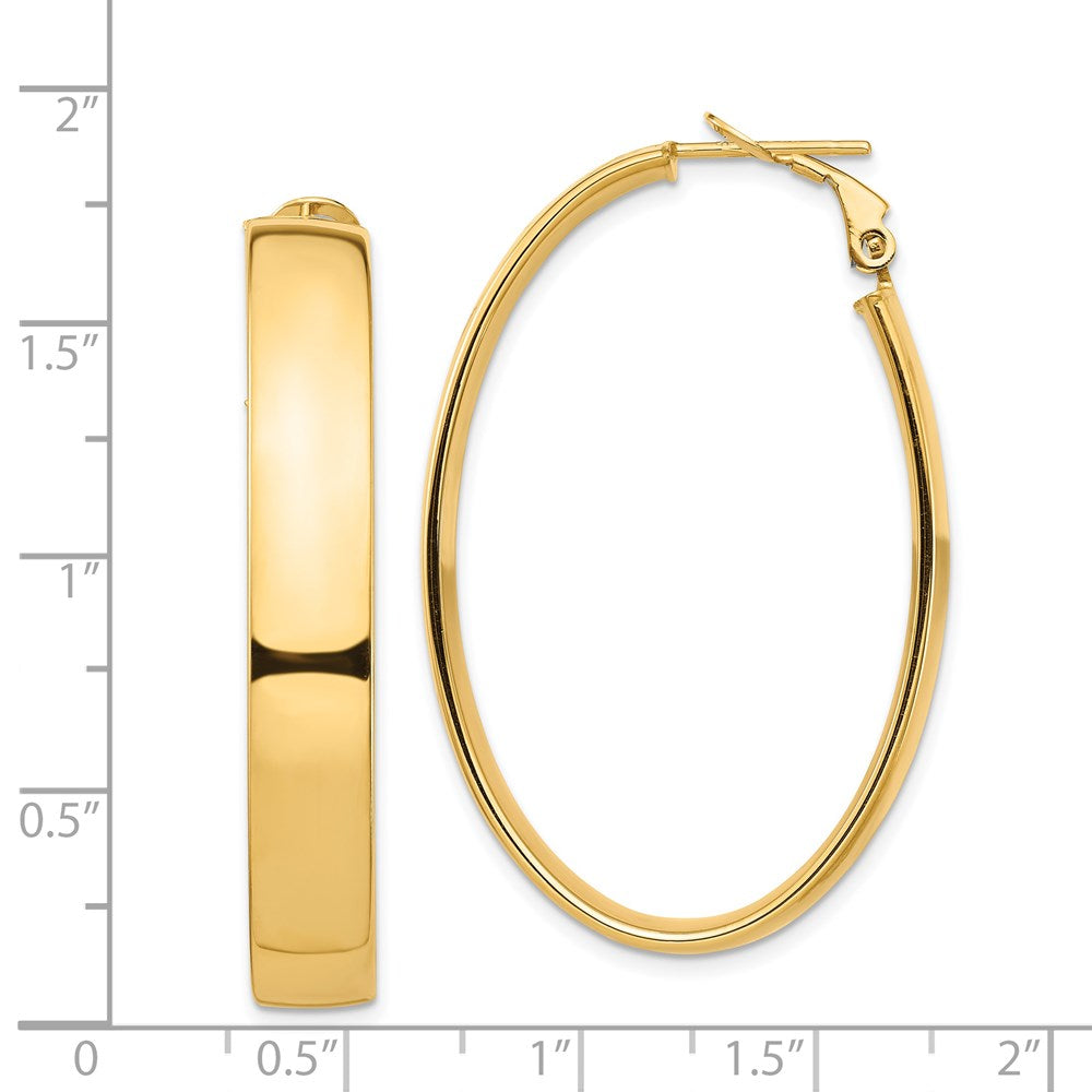 14k Yellow Gold 27.74 mm Omega Back Oval Hoop Earrings (6.15 grams)