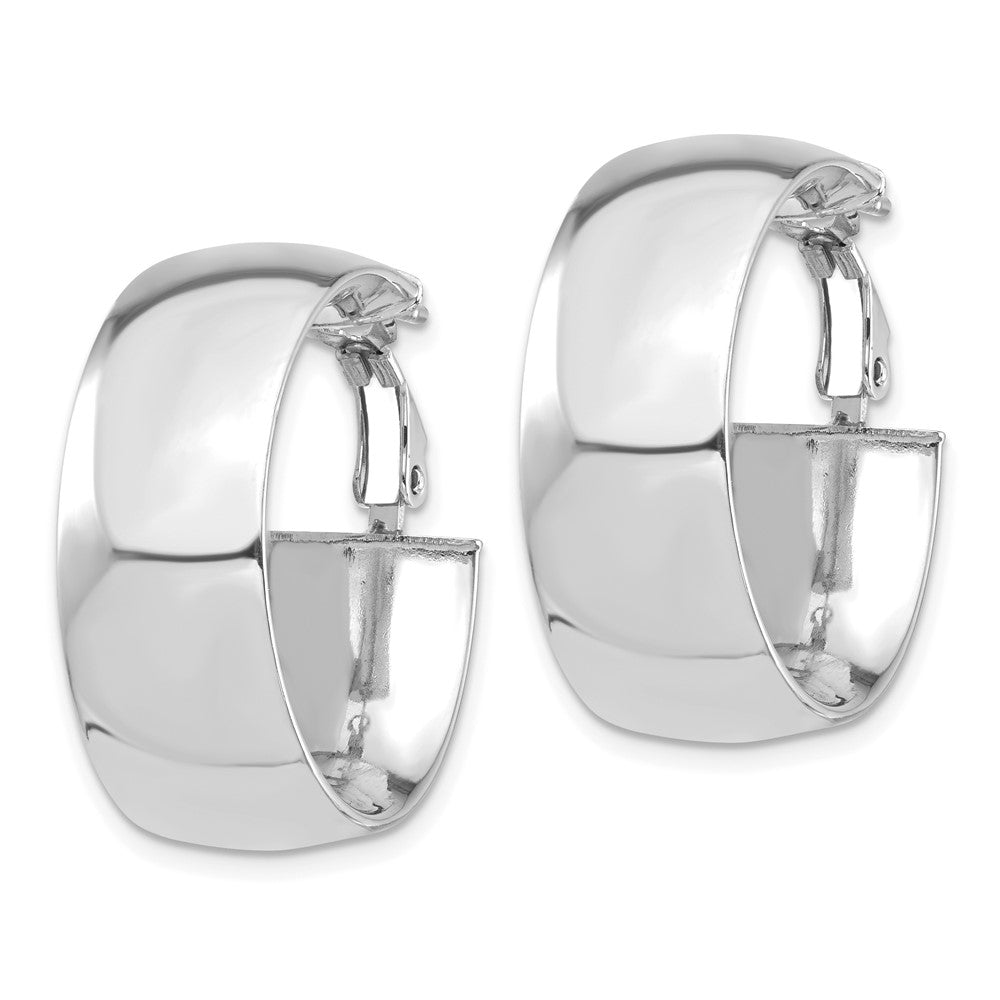 14k White Gold 26.38 mm Omega Back Hoop Earrings (7.52 grams)
