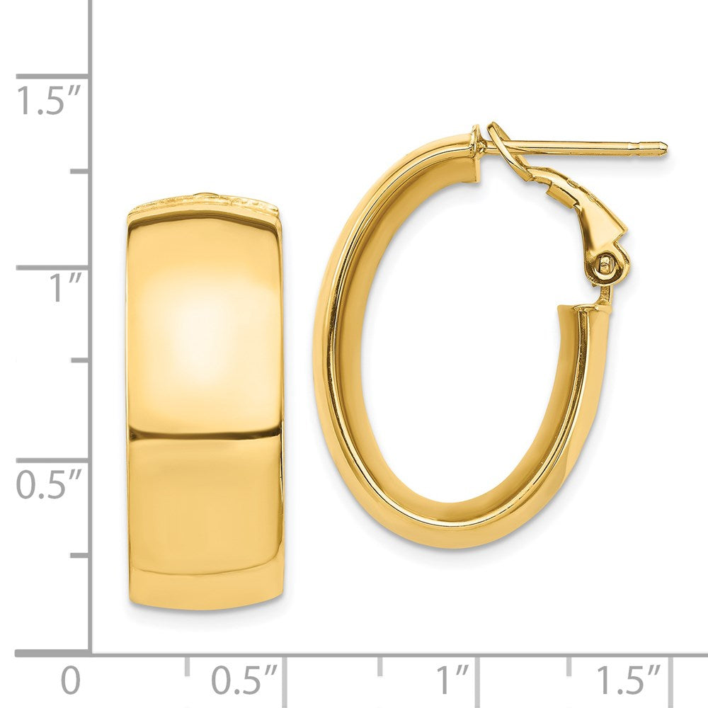 14k Yellow Gold 18.41 mm Omega Back Oval Hoop Earrings (6.61 grams)