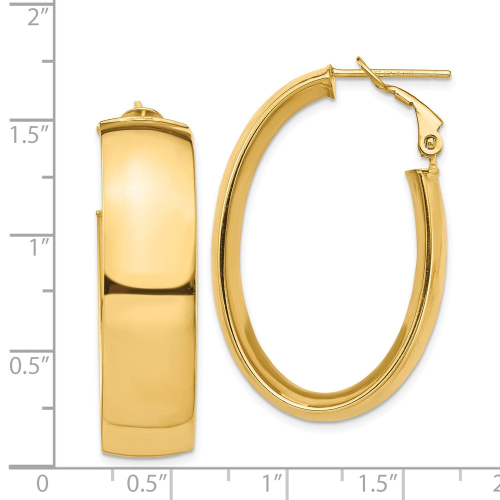 14k Yellow Gold 23.84 mm Omega Back Oval Hoop Earrings (8.56 grams)