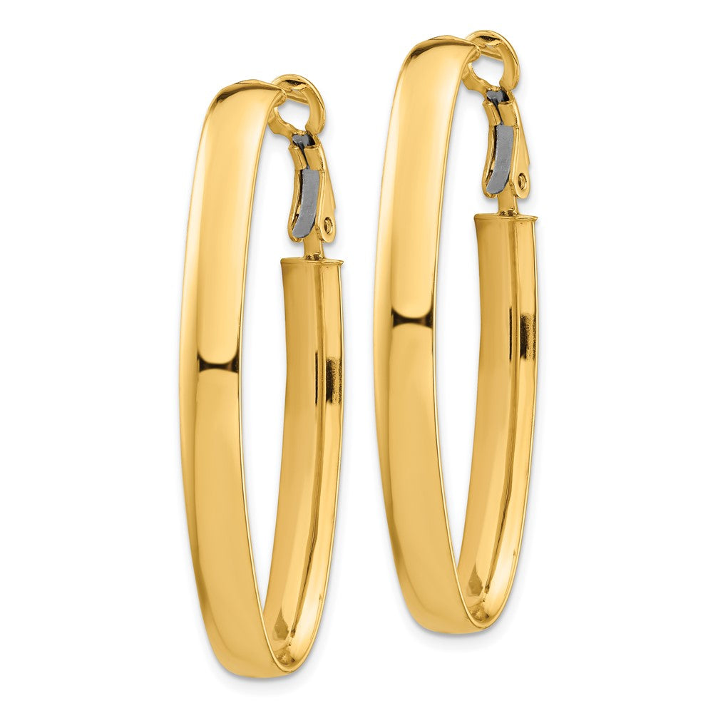 14k Yellow Gold 4.9 mm Omega Back Oval Hoop Earrings (4.02 grams)