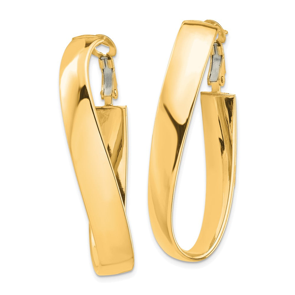 14k Yellow Gold 18.52 mm Twisted Omega Back Oval Hoop Earrings (5.38 grams)