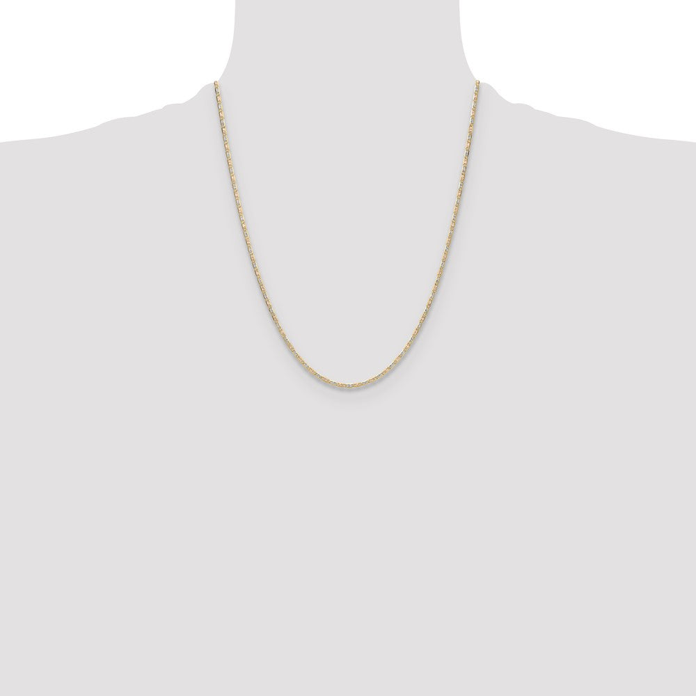 14k 2.0mm Tri-color Gold Pavé Valentino Chain (2.59 grams)