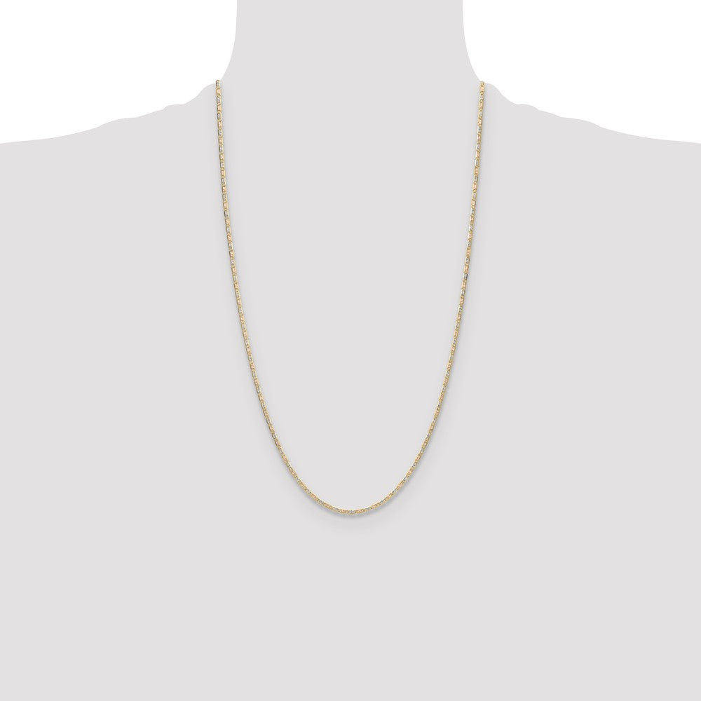 14k 2.0mm Tri-color Gold Pavé Valentino Chain (2.59 grams)
