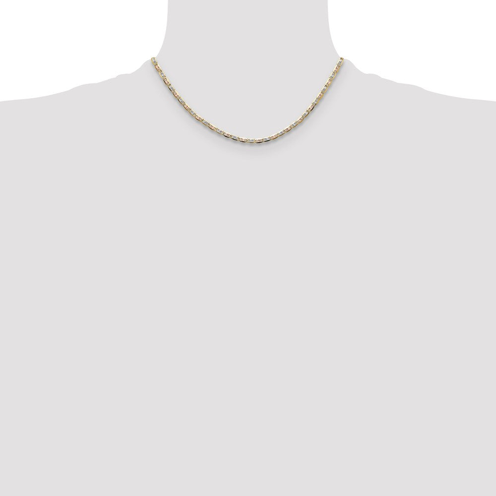 14k 3.2mm Tri-color Gold Pavé Valentino Chain (5.40 grams)