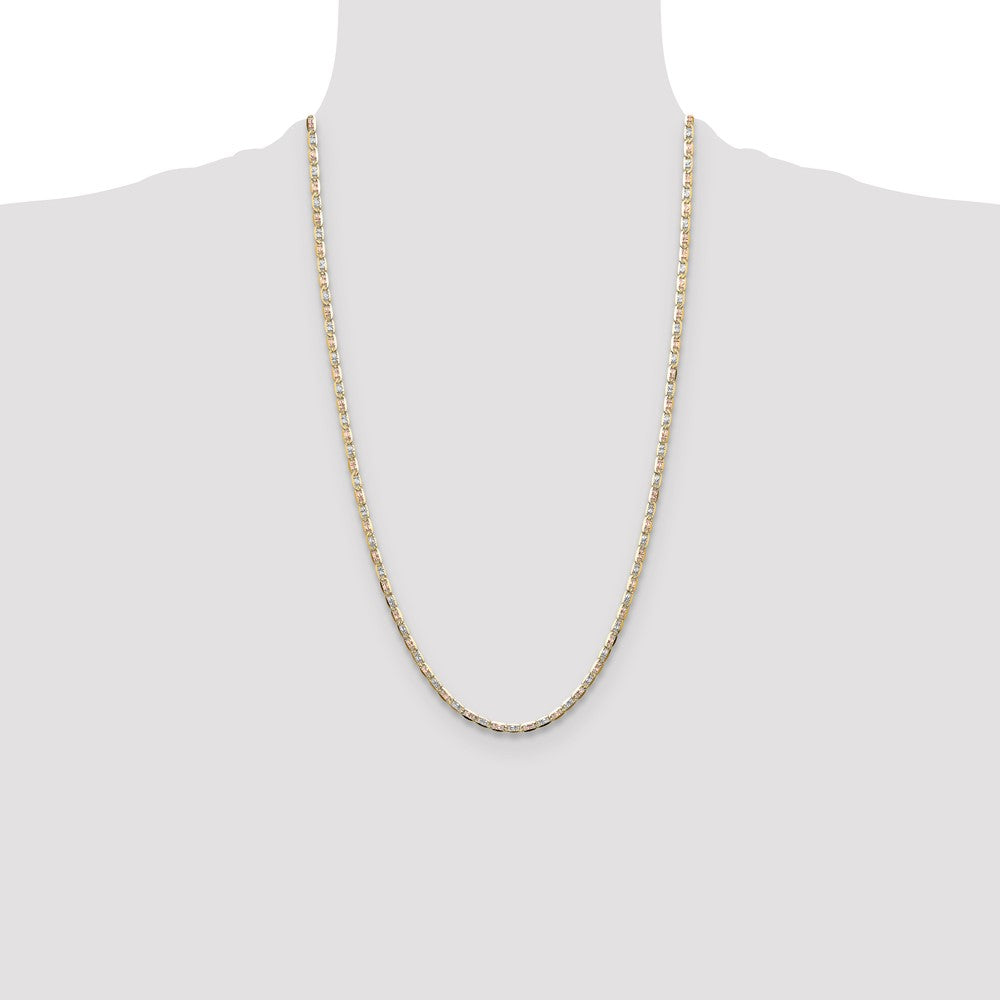 14k 3.2mm Tri-color Gold Pavé Valentino Chain (5.40 grams)