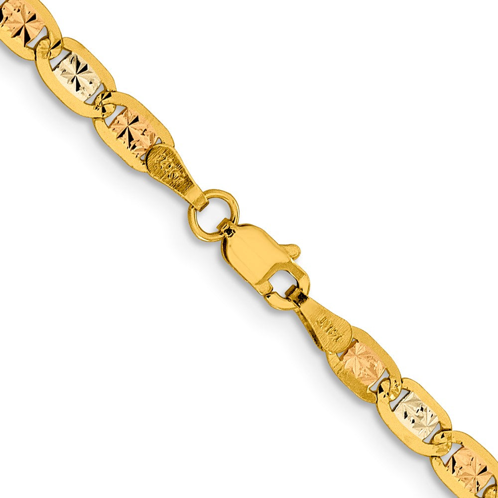 14k 3.8mm Tri-color Gold Pavé Valentino Chain (6.76 grams)