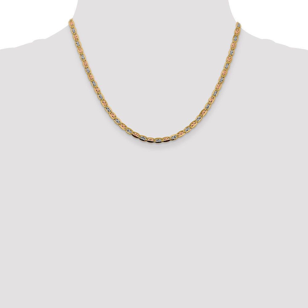 14k 3.8mm Tri-color Gold Pavé Valentino Chain (6.76 grams)