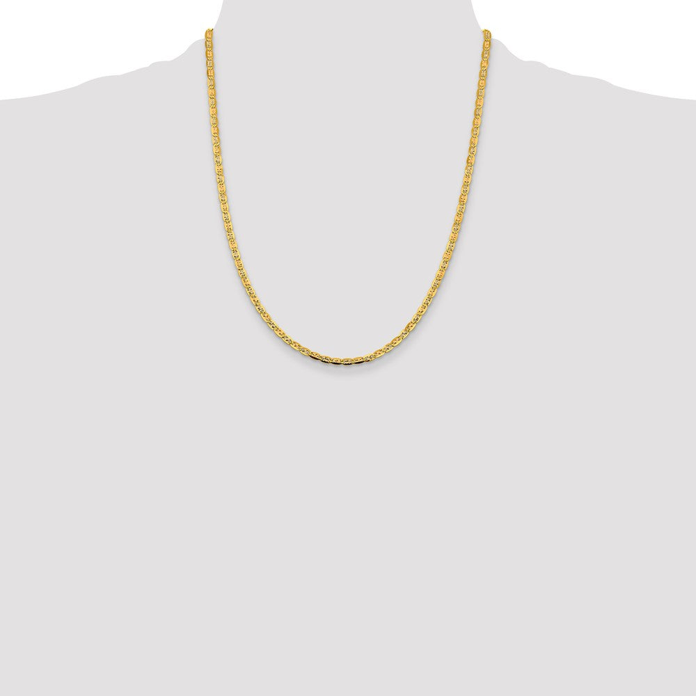 14k 3.8mm Tri-color Gold Pavé Valentino Chain (6.76 grams)