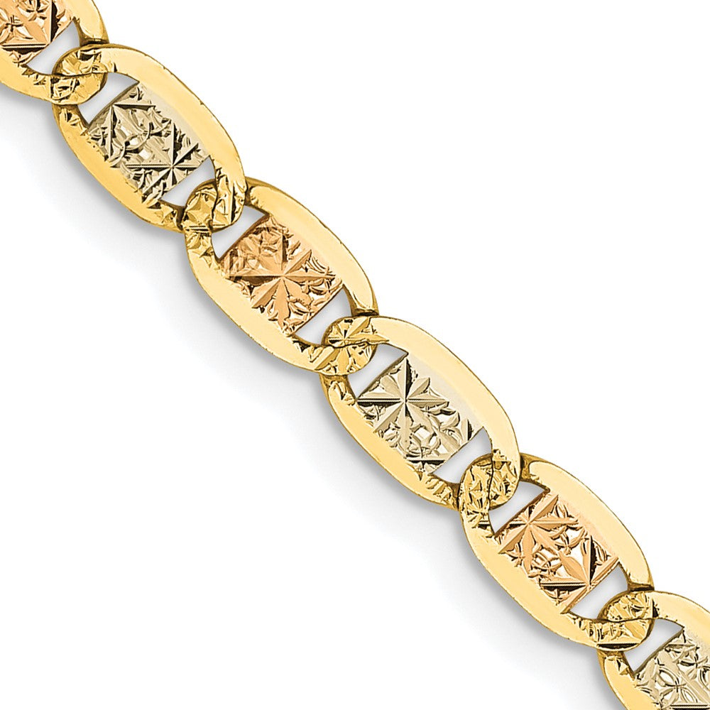 14k 3.8mm Tri-color Gold Pavé Valentino Chain (6.76 grams)