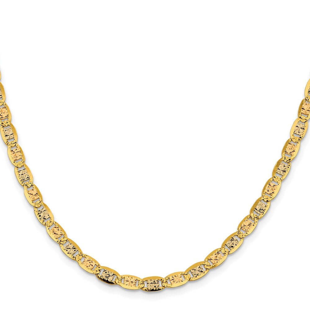 14k 4.65mm Tri-color Gold Pavé Valentino Chain (10.42 grams)