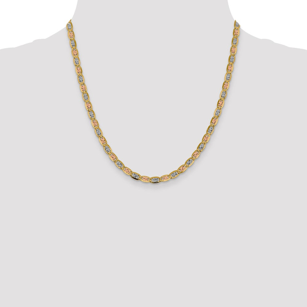 14k 4.65mm Tri-color Gold Pavé Valentino Chain (10.42 grams)