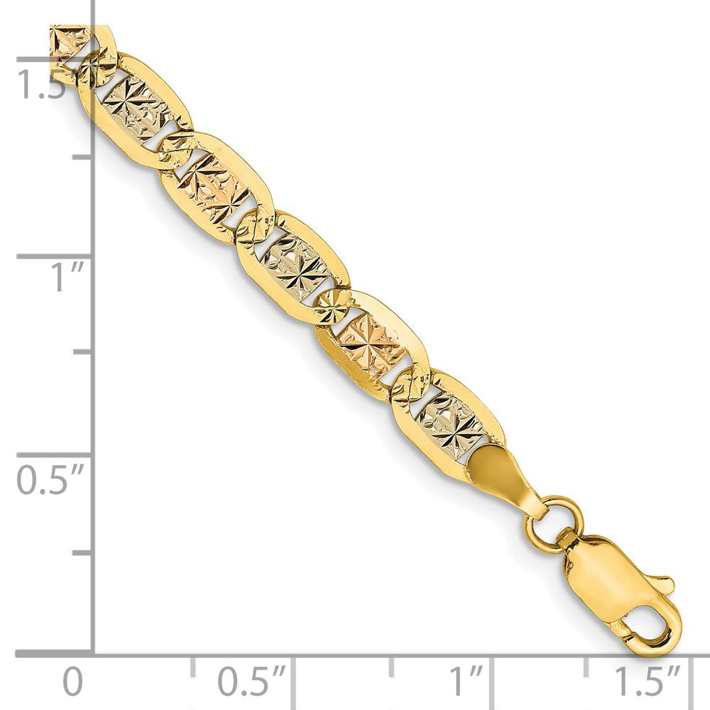 14k 4.65mm Tri-color Gold Pavé Valentino Chain Bracelet (5.01 grams)