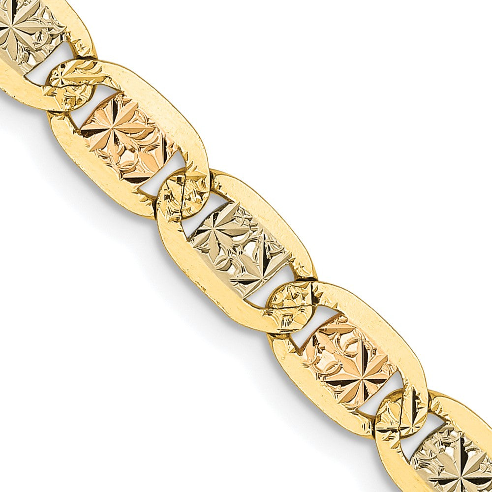 14k 4.65mm Tri-color Gold Pavé Valentino Chain (10.42 grams)