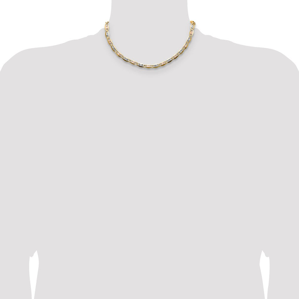 14k 6.1mm Tri-color Gold Pavé Valentino Chain (14.54 grams)