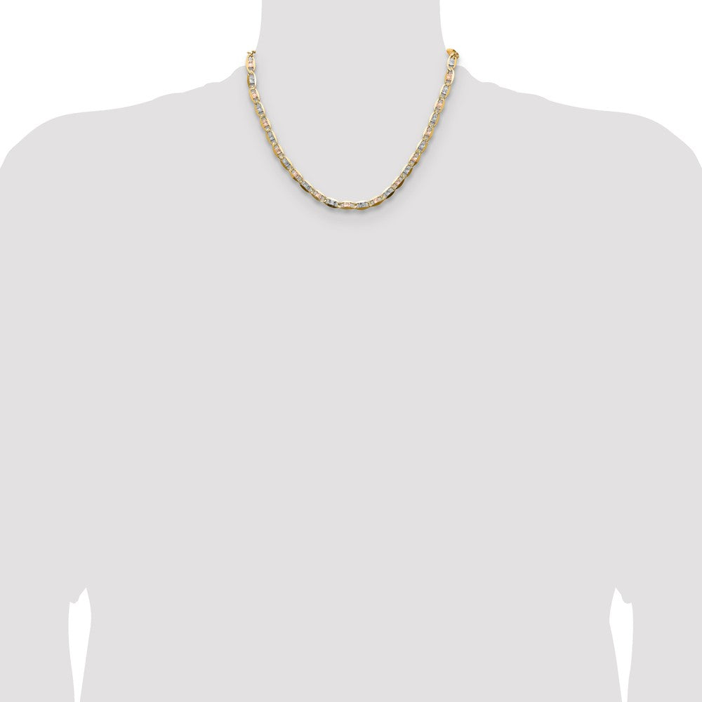 14k 6.1mm Tri-color Gold Pavé Valentino Chain (14.54 grams)