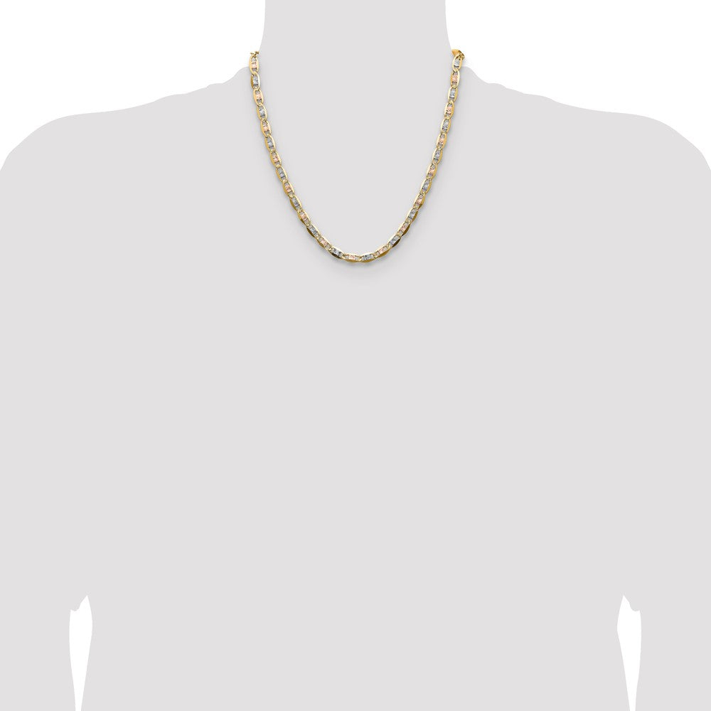 14k 6.1mm Tri-color Gold Pavé Valentino Chain (14.54 grams)