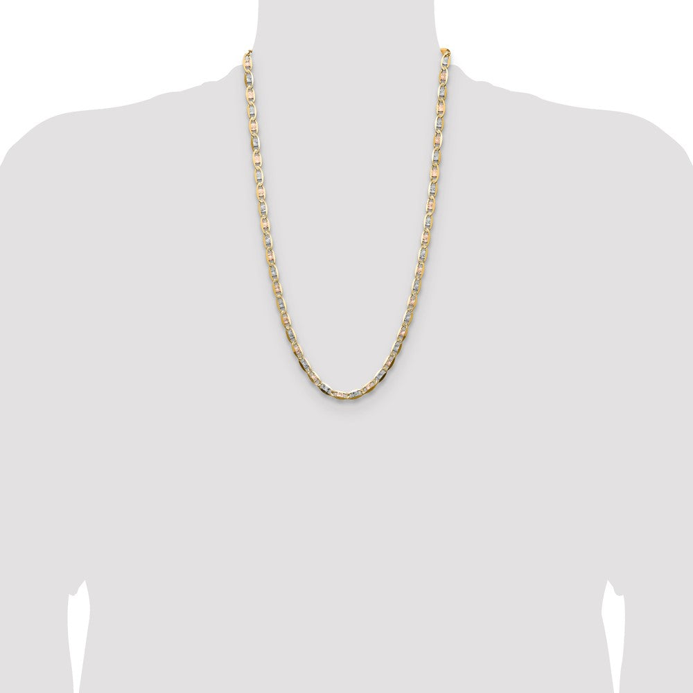 14k 6.1mm Tri-color Gold Pavé Valentino Chain (14.54 grams)