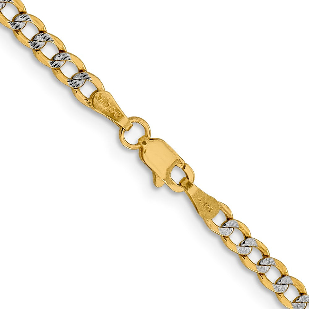 14k 3.4mm Semi-solid with Rhodium Pavé Curb Chain (3.76 grams)
