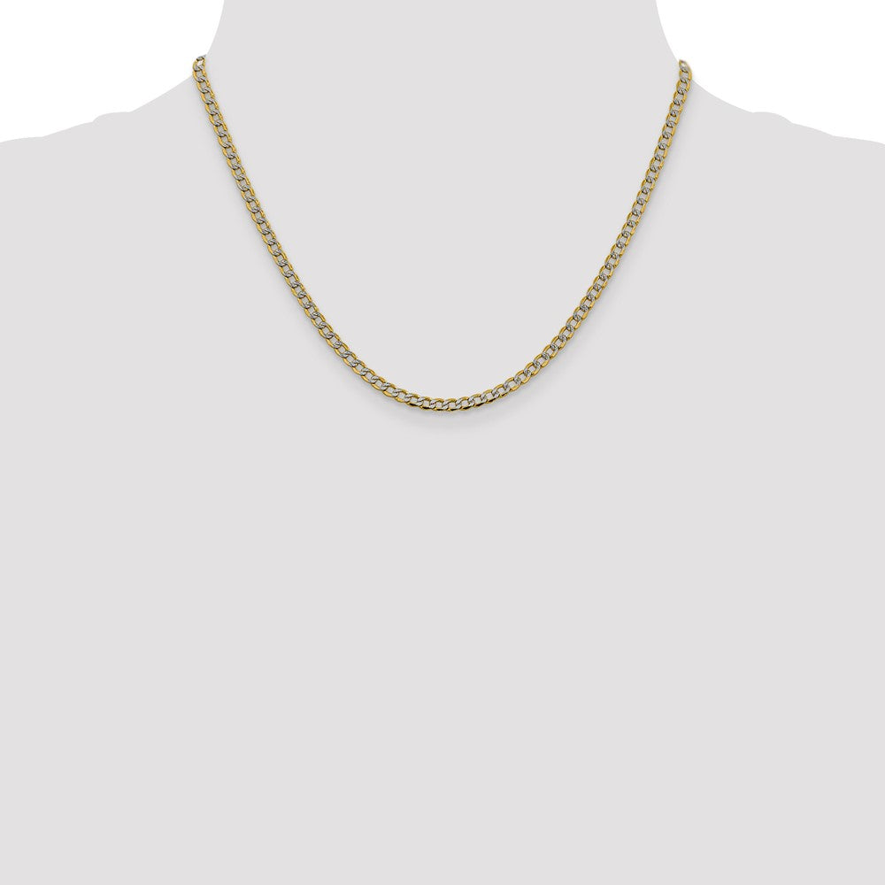 14k 3.4mm Semi-solid with Rhodium Pavé Curb Chain (3.76 grams)