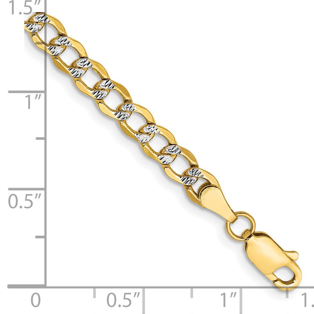 14k 4.3mm Semi-solid with Rhodium Pavé Curb Chain Bracelet (2.70 grams)