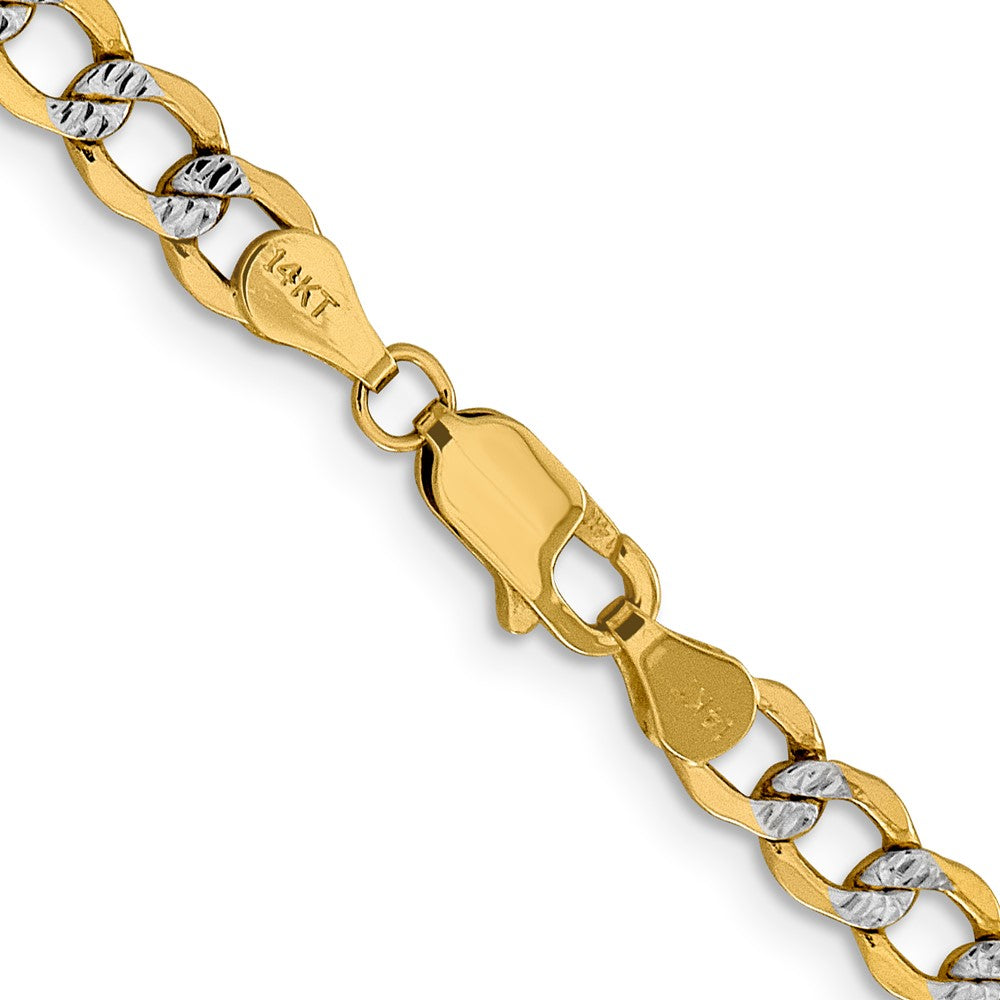 14k 5.2mm Semi-solid with Rhodium Pavé Curb Chain (8.05 grams)