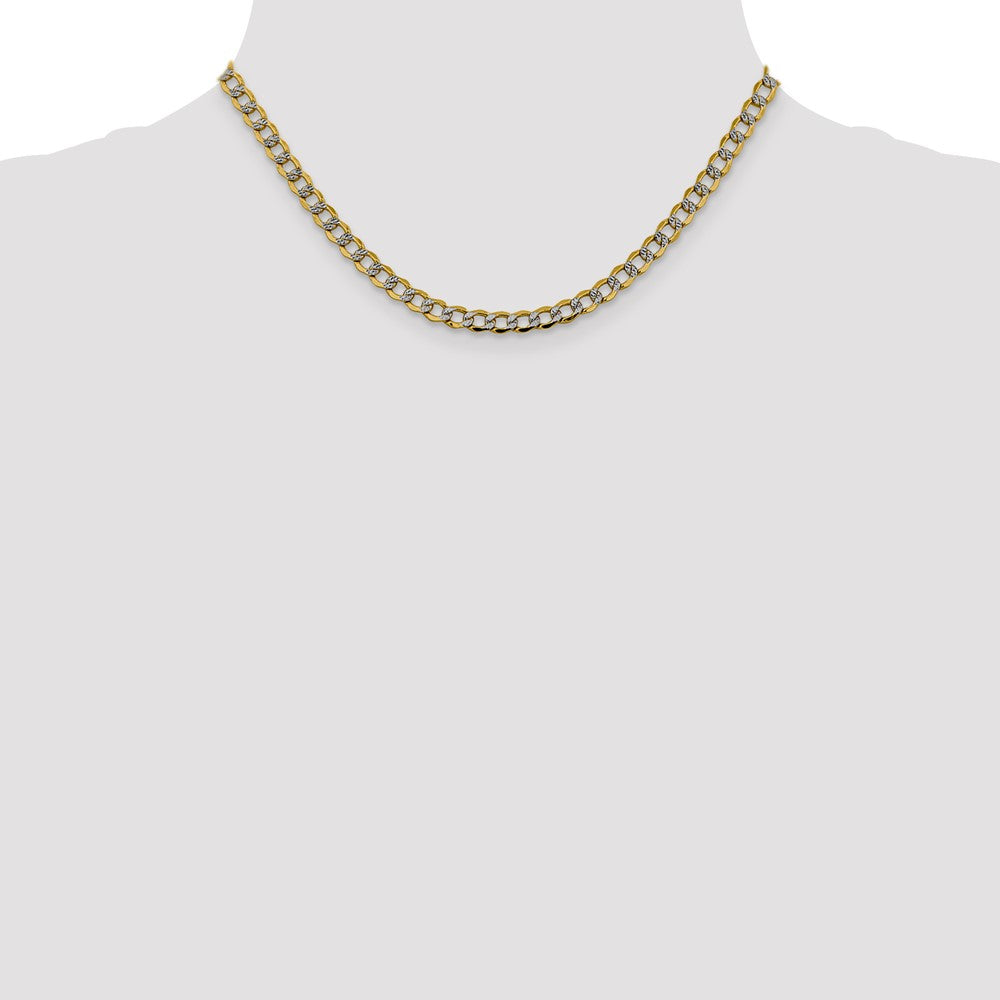 14k 5.2mm Semi-solid with Rhodium Pavé Curb Chain (8.05 grams)