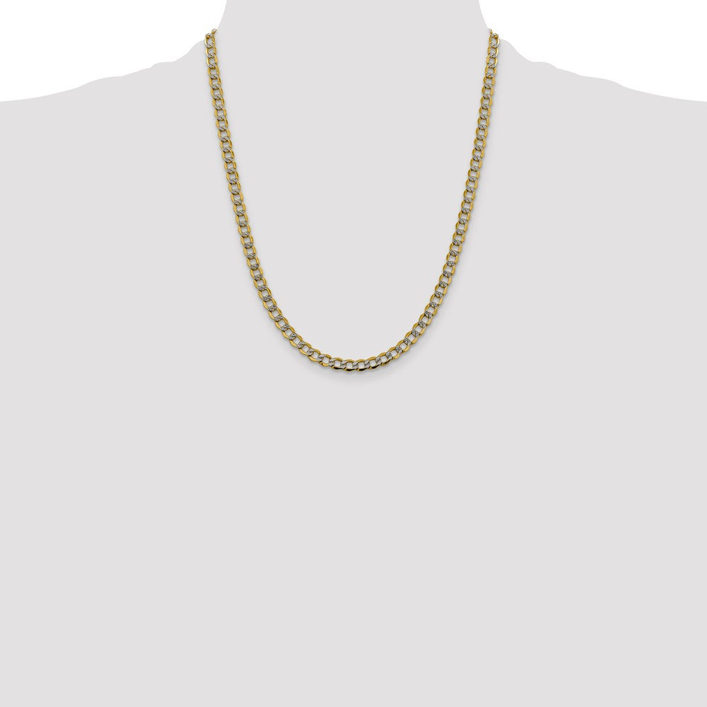 14k 5.2mm Semi-solid with Rhodium Pavé Curb Chain (8.05 grams)