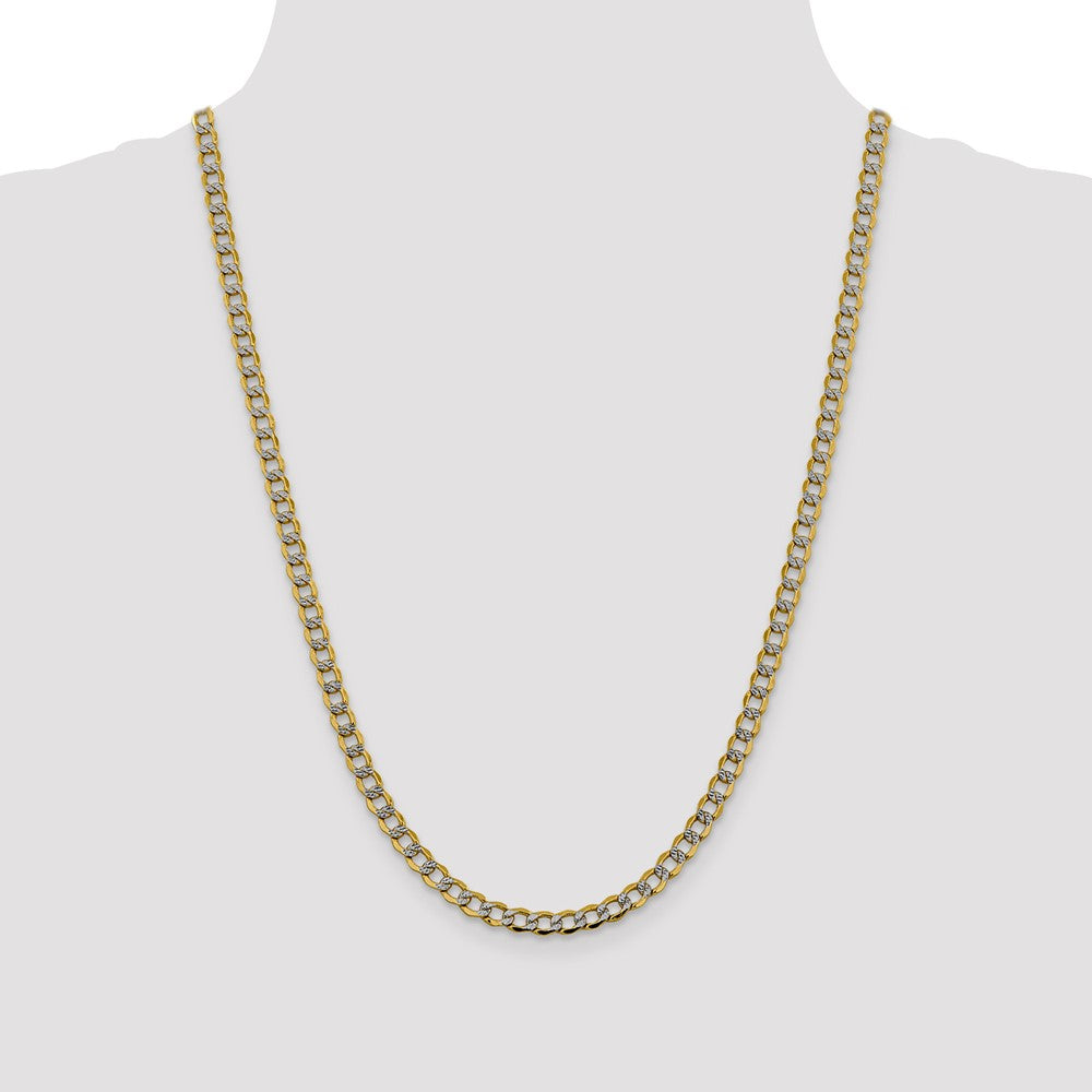 14k 5.2mm Semi-solid with Rhodium Pavé Curb Chain (8.05 grams)