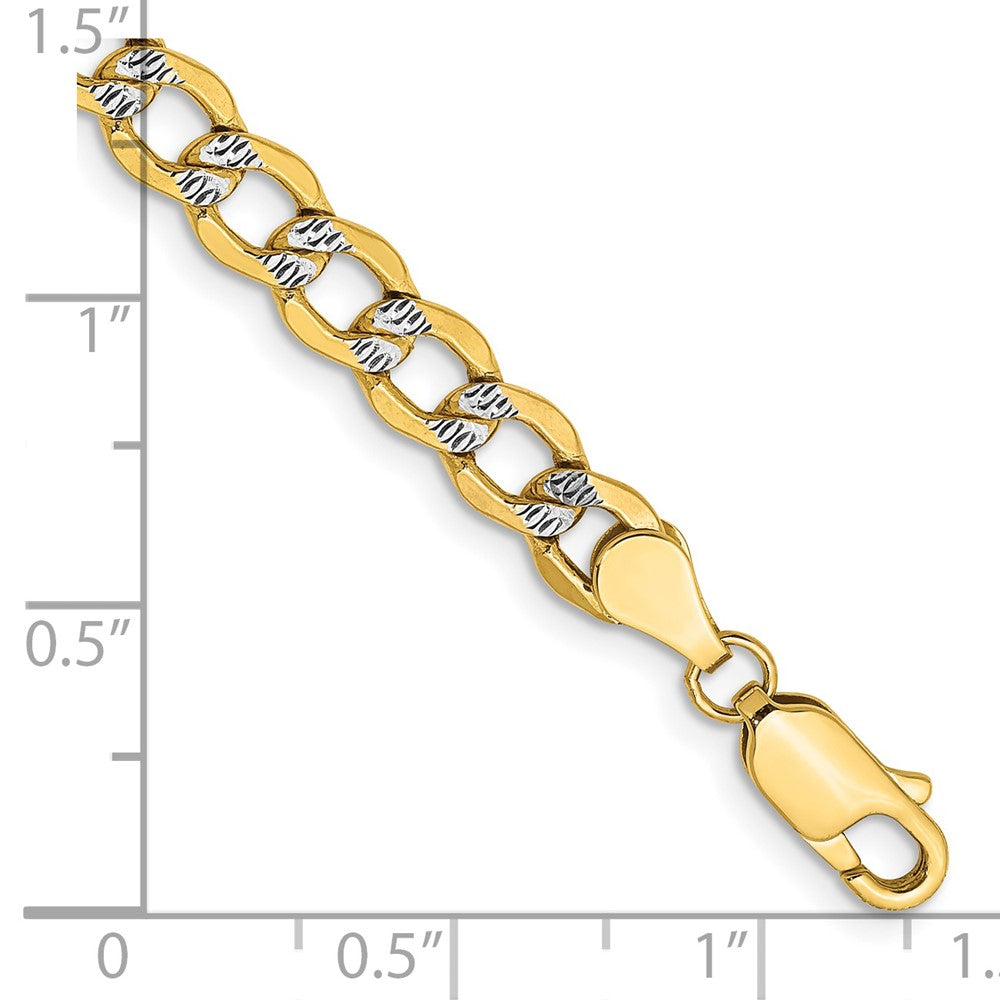 14k 5.2mm Semi-solid with Rhodium Pavé Curb Chain Bracelet (3.93 grams)