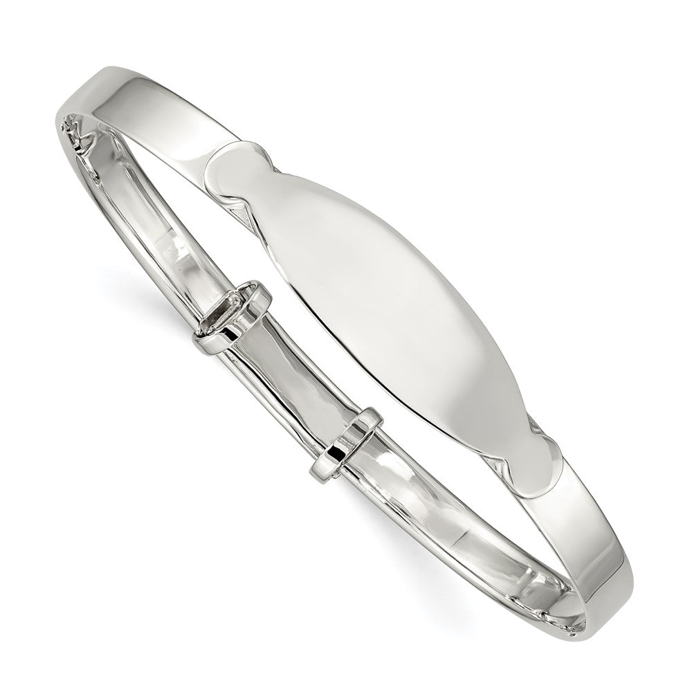 Sterling Silver Polished Adjustable ID Baby Bangle Bracelet (5.91 grams)