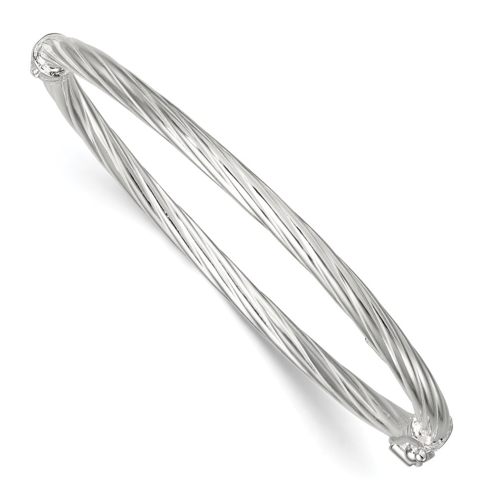 Sterling Silver Polished Twisted and Textured Hinged Baby Bangle (6.86 grams)