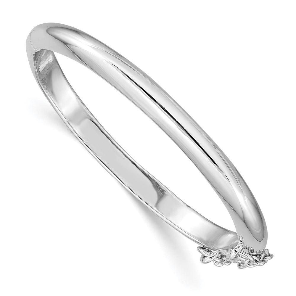 Sterling Silver RH-plated Polished 4mm w/ Safety Hinged Children's Bangle (7.45 grams)