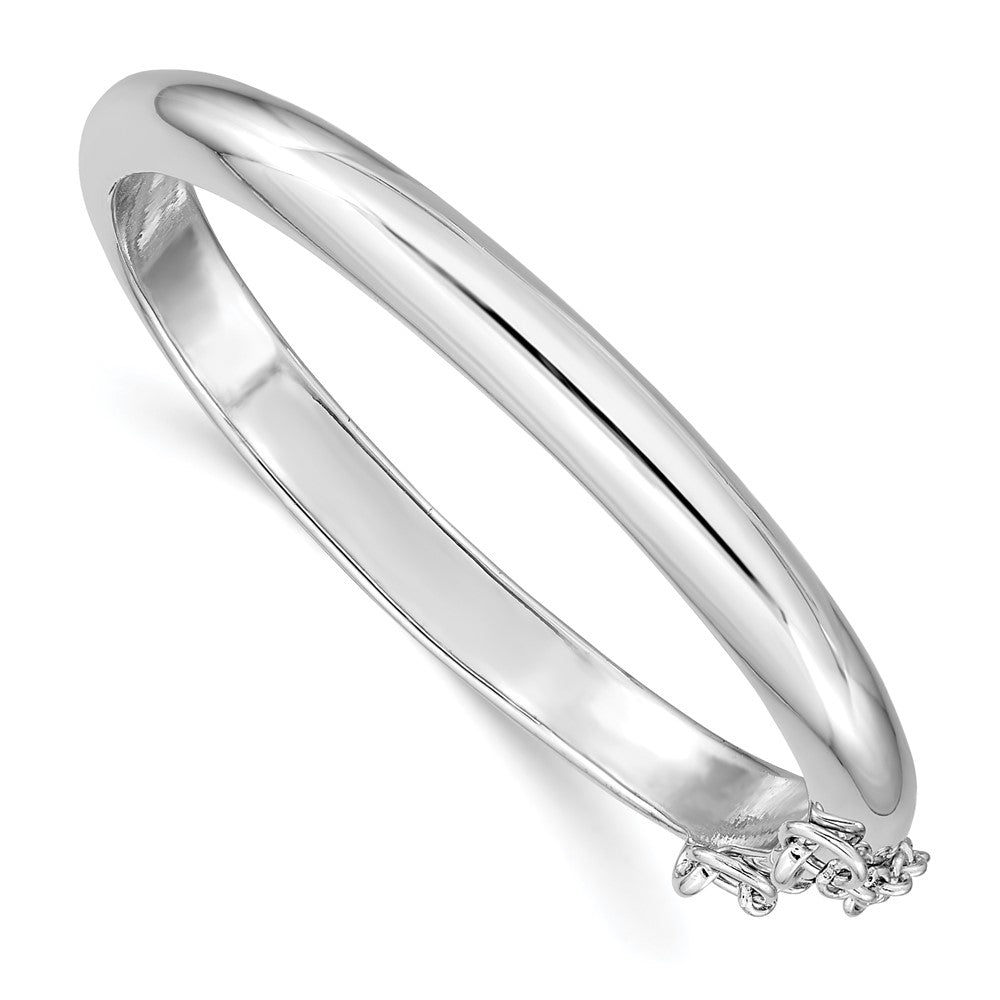 Sterling Silver RH-plated Polished 5mm w/ Safety Hinged Children's Bangle (7.95 grams)