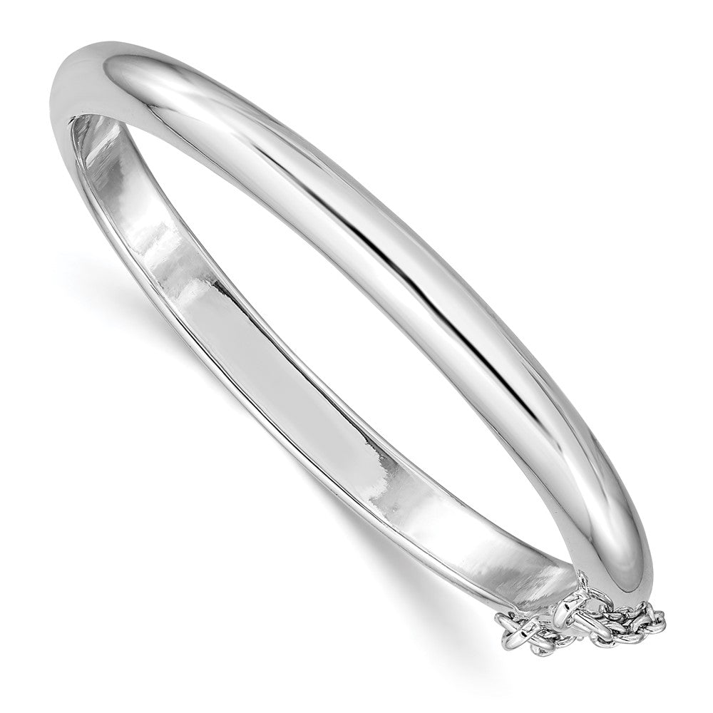 Sterling Silver RH-plated Polished 5mm w/ Safety Hinged Children's Bangle (8.33 grams)