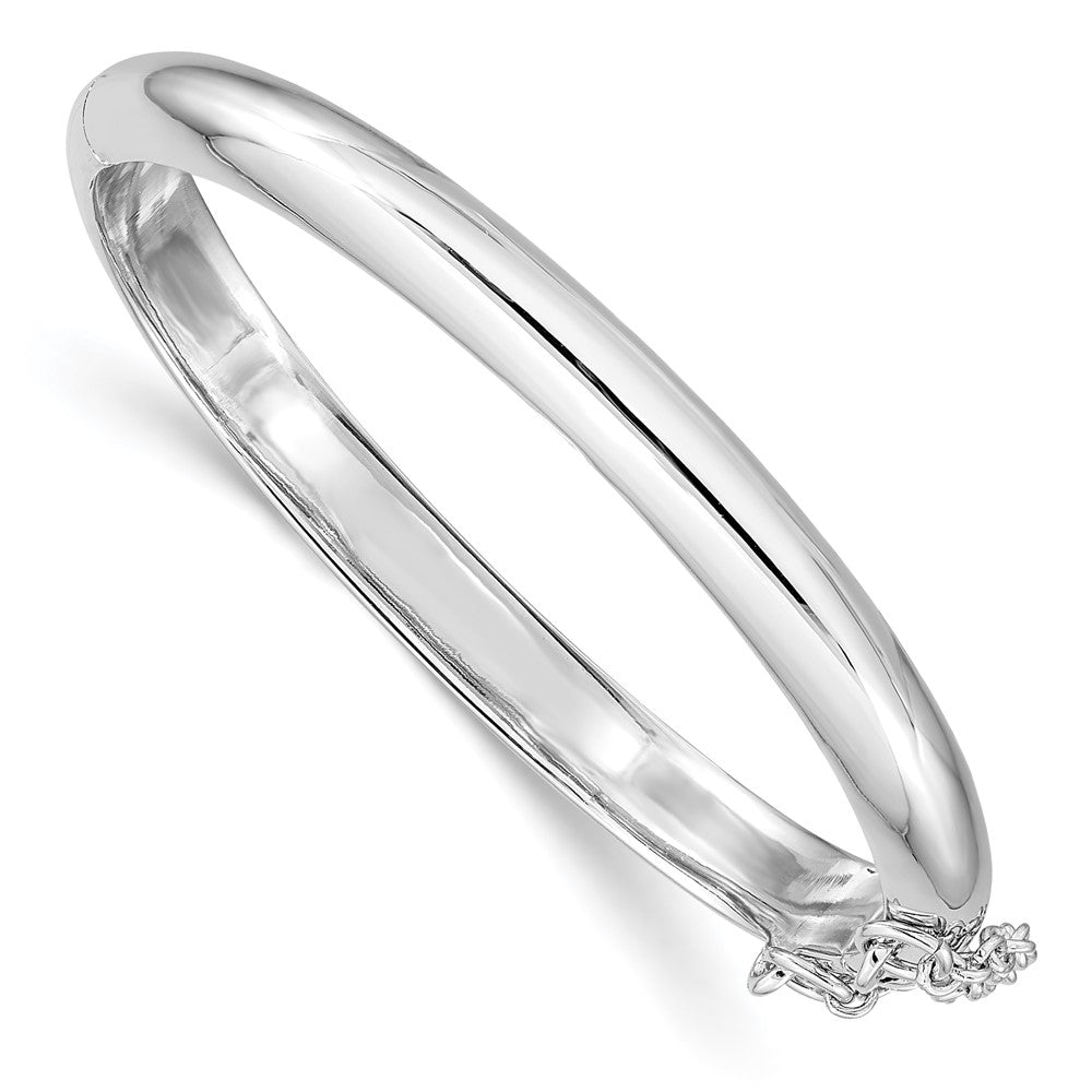 Sterling Silver RH-plated Polished 5mm w/ Safety Hinged Children's Bangle (9.13 grams)