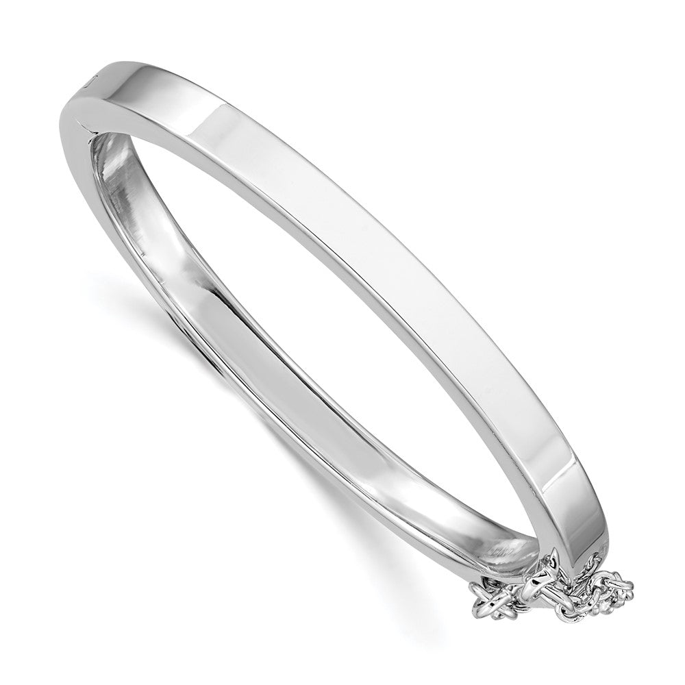 Sterling Silver RH-plated Polished 4mm w/ Safety Hinged Children's Bangle (11.83 grams)