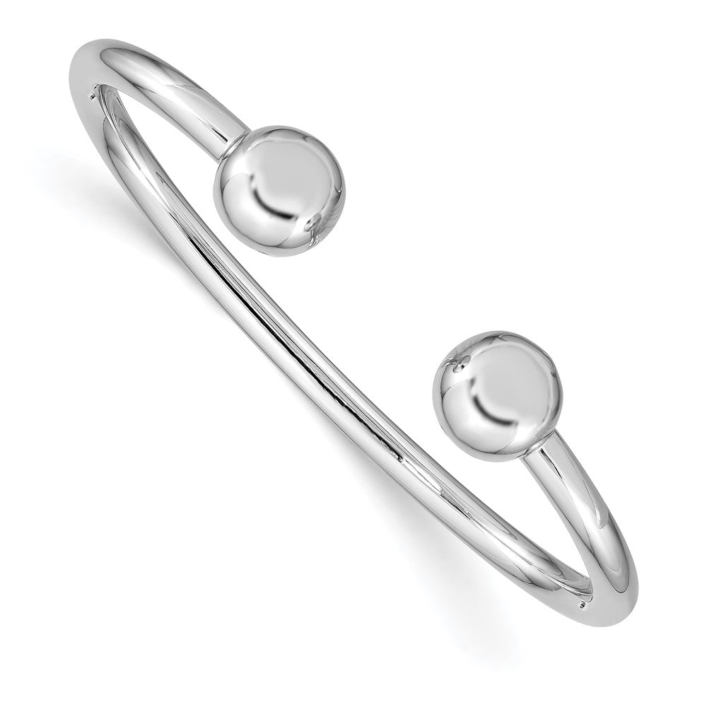 Sterling Silver Rhodium-plated Polished 3mm Children's Cuff Bangle (5.36 grams)