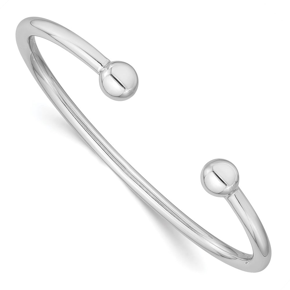 Sterling Silver Rhodium-plated Polished 3mm Children's Cuff Bangle (5.99 grams)