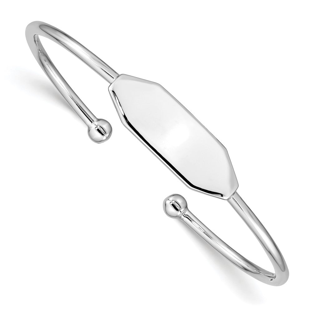 Sterling Silver Rhodium-plated Polished ID Children's Cuff Bangle (6.16 grams)