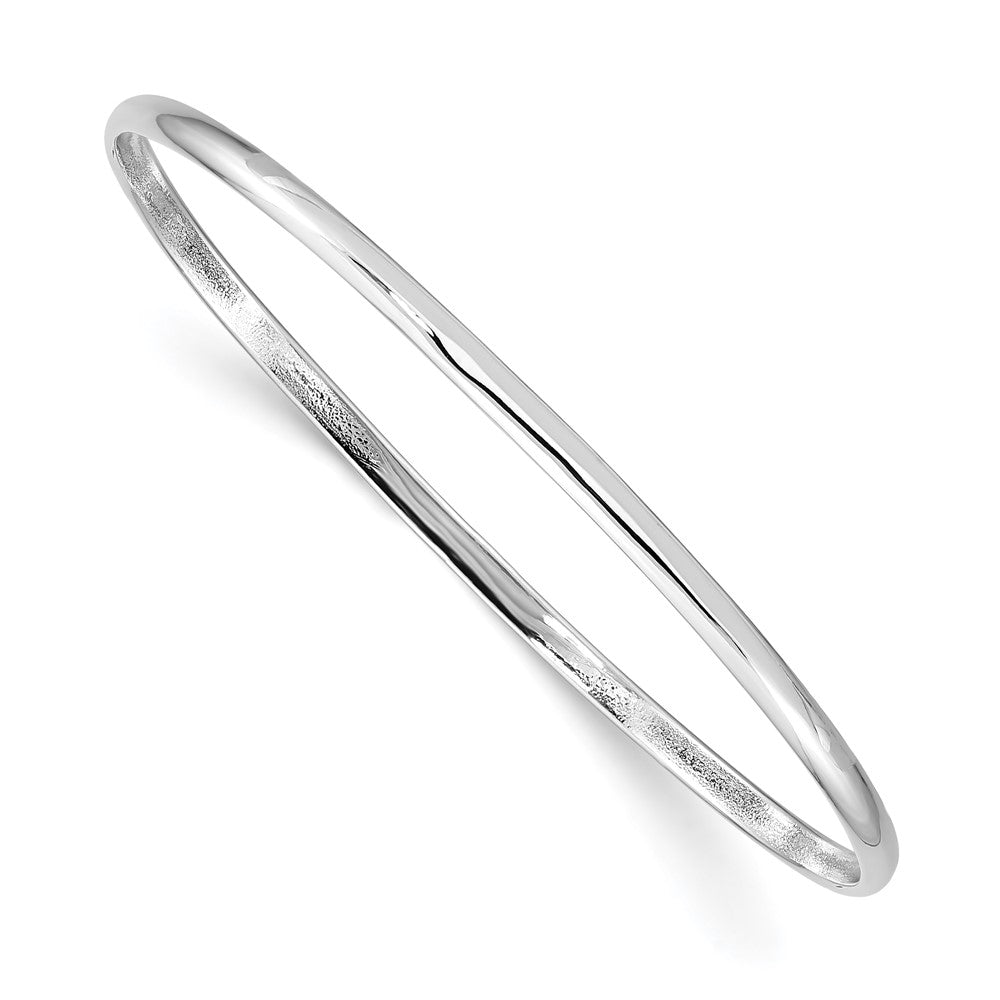 Sterling Silver RH-plated Polished 2mm Slip On Children's Bangle Bracelet (2.58 grams)