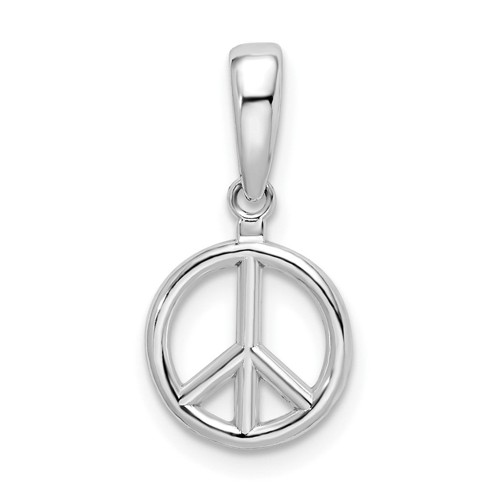 Sterling Silver Rhodium-plated Polished Peace Symbol Pendant (0.8 grams)