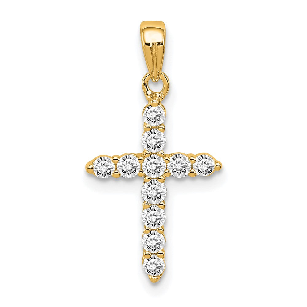 Sterling Silver Gold-tone CZ Cross Pendant (0.83 grams)