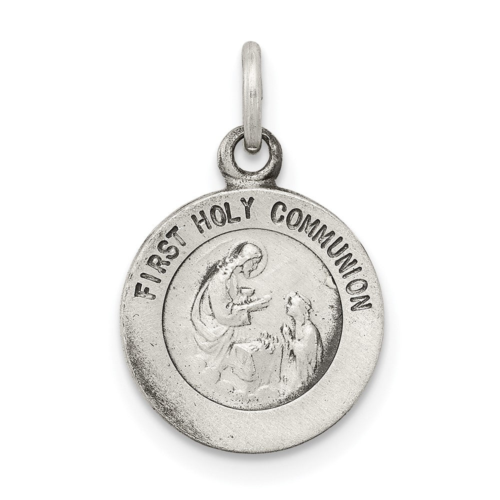 Sterling Silver Antiqued First Holy Communion Medal (0.71 grams)