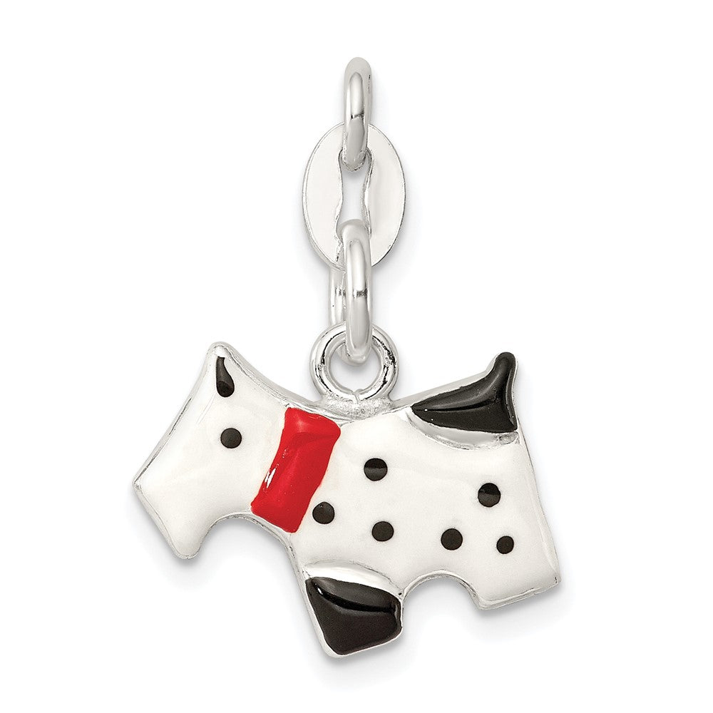 Sterling Silver Enameled Scottie Dog Charm (1.34 grams)